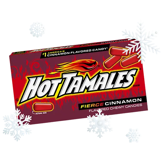 Hot Tamales® box with snowflakes